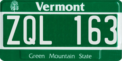 VT license plate ZQL163