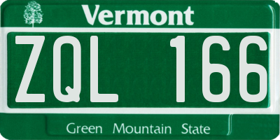 VT license plate ZQL166