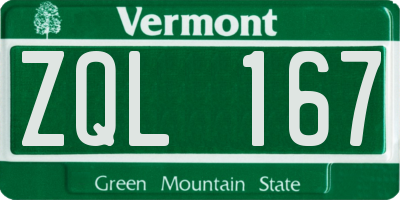 VT license plate ZQL167