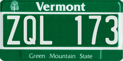 VT license plate ZQL173