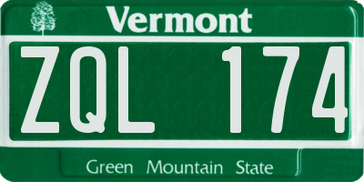 VT license plate ZQL174