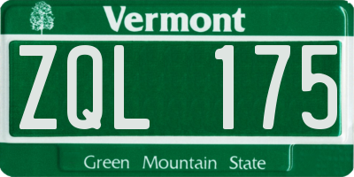 VT license plate ZQL175