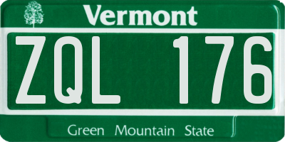 VT license plate ZQL176
