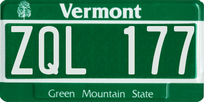 VT license plate ZQL177