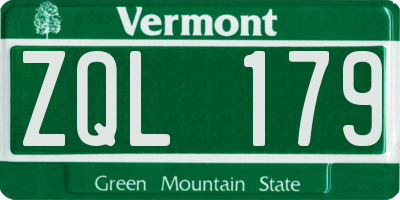 VT license plate ZQL179