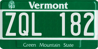 VT license plate ZQL182