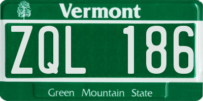VT license plate ZQL186