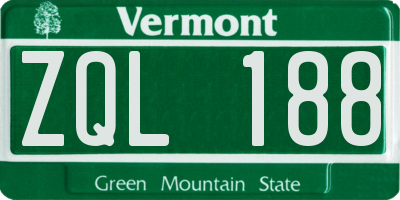 VT license plate ZQL188