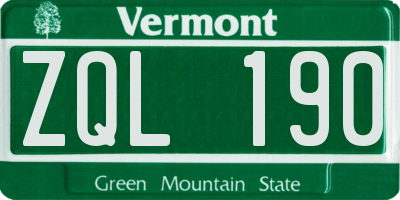 VT license plate ZQL190