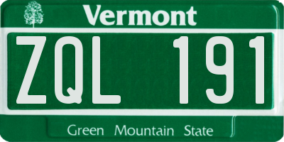 VT license plate ZQL191