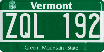 VT license plate ZQL192