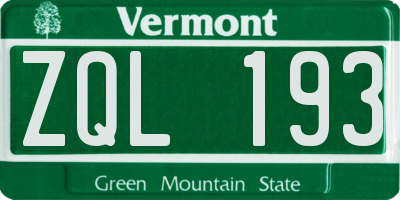 VT license plate ZQL193