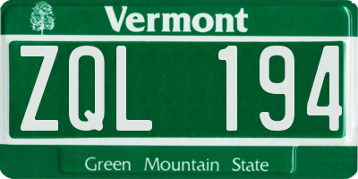 VT license plate ZQL194
