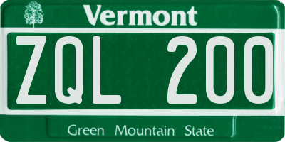 VT license plate ZQL200