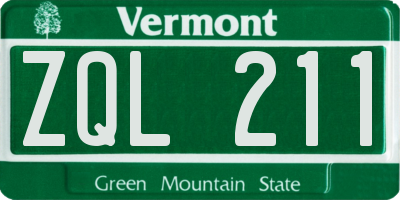 VT license plate ZQL211
