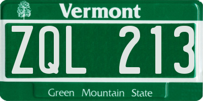 VT license plate ZQL213
