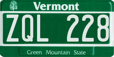 VT license plate ZQL228