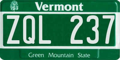 VT license plate ZQL237