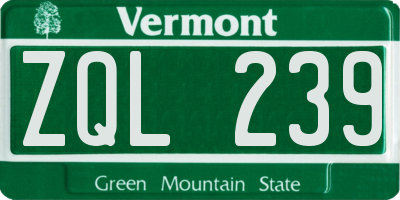 VT license plate ZQL239