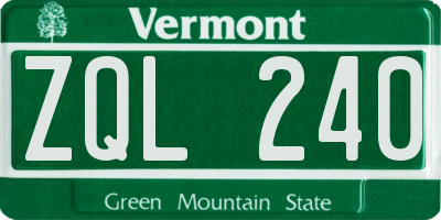 VT license plate ZQL240