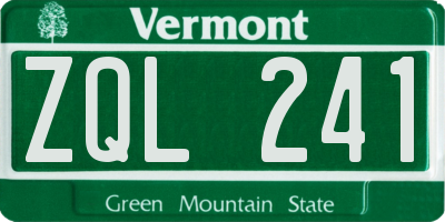 VT license plate ZQL241