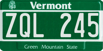 VT license plate ZQL245