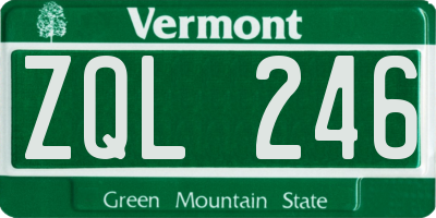 VT license plate ZQL246