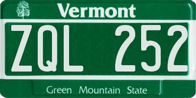 VT license plate ZQL252