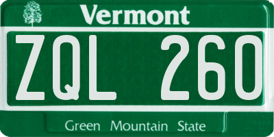 VT license plate ZQL260