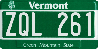VT license plate ZQL261