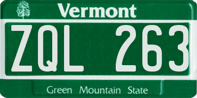 VT license plate ZQL263