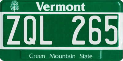 VT license plate ZQL265