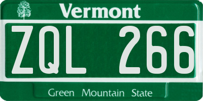 VT license plate ZQL266