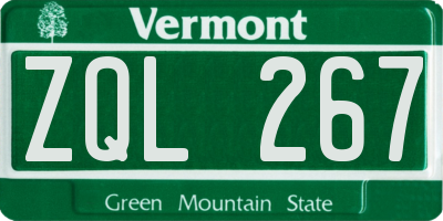 VT license plate ZQL267