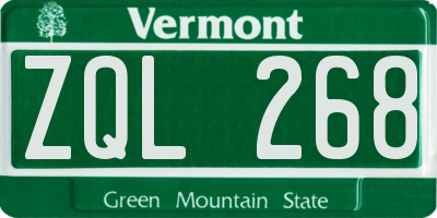 VT license plate ZQL268
