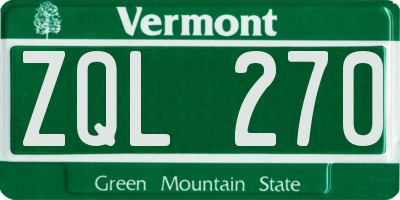 VT license plate ZQL270