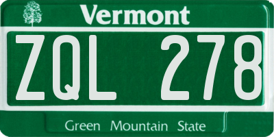 VT license plate ZQL278
