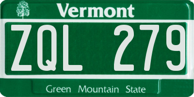 VT license plate ZQL279
