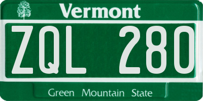 VT license plate ZQL280