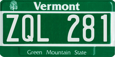 VT license plate ZQL281