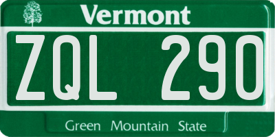 VT license plate ZQL290