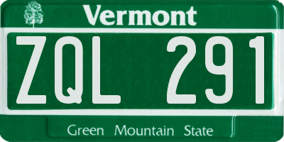 VT license plate ZQL291