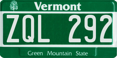 VT license plate ZQL292