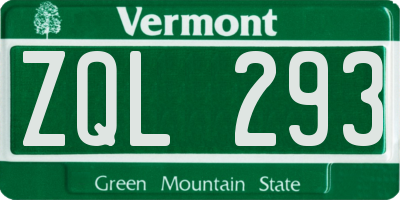 VT license plate ZQL293