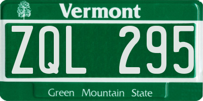 VT license plate ZQL295