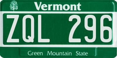 VT license plate ZQL296