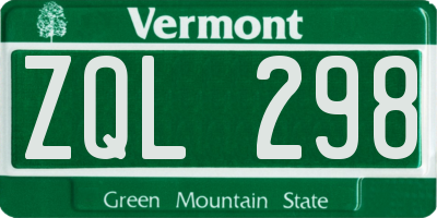 VT license plate ZQL298