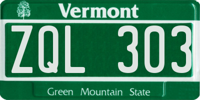VT license plate ZQL303