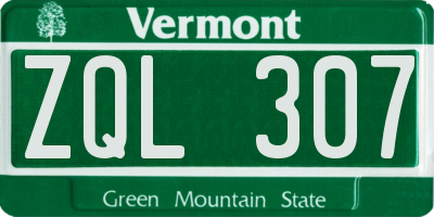 VT license plate ZQL307