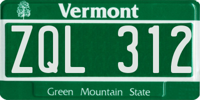VT license plate ZQL312